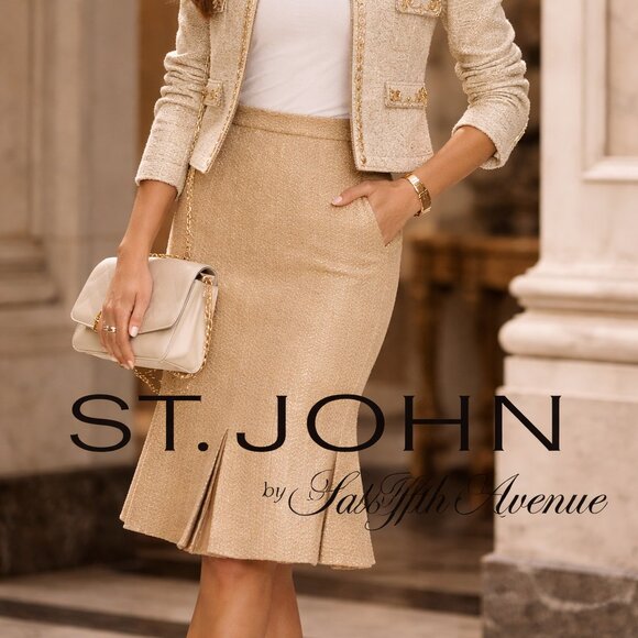 Rare St John by Saks Gold Skirt Size 10 15-16” waist - Picture 2 of 12